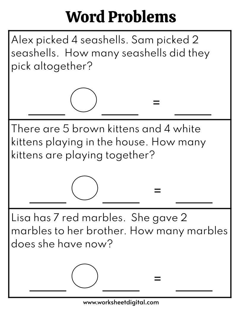 First Grade Math Word Problems