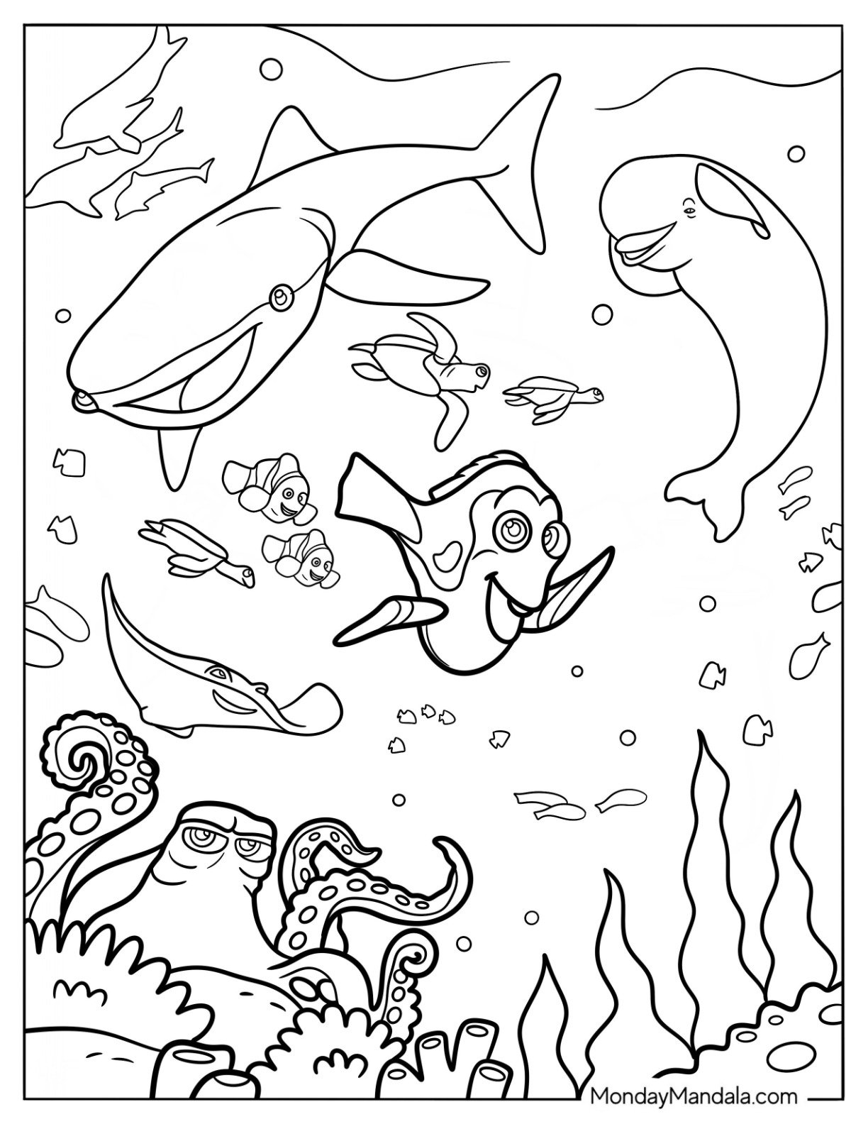 Finding Dory Coloring Pages