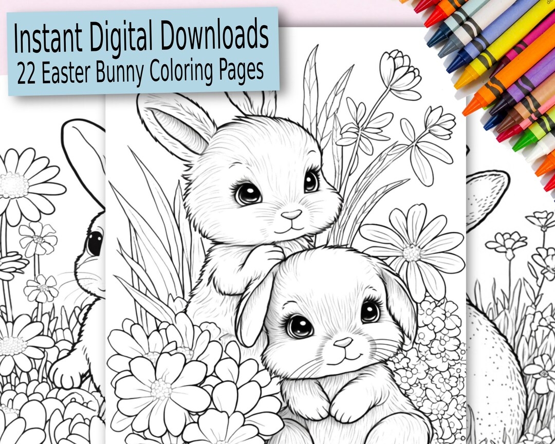 22 Printable Easter Bunny Coloring Pages For Kids Etsy
