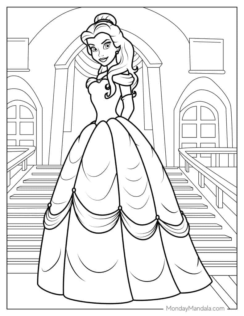 Belle Colouring In Pages