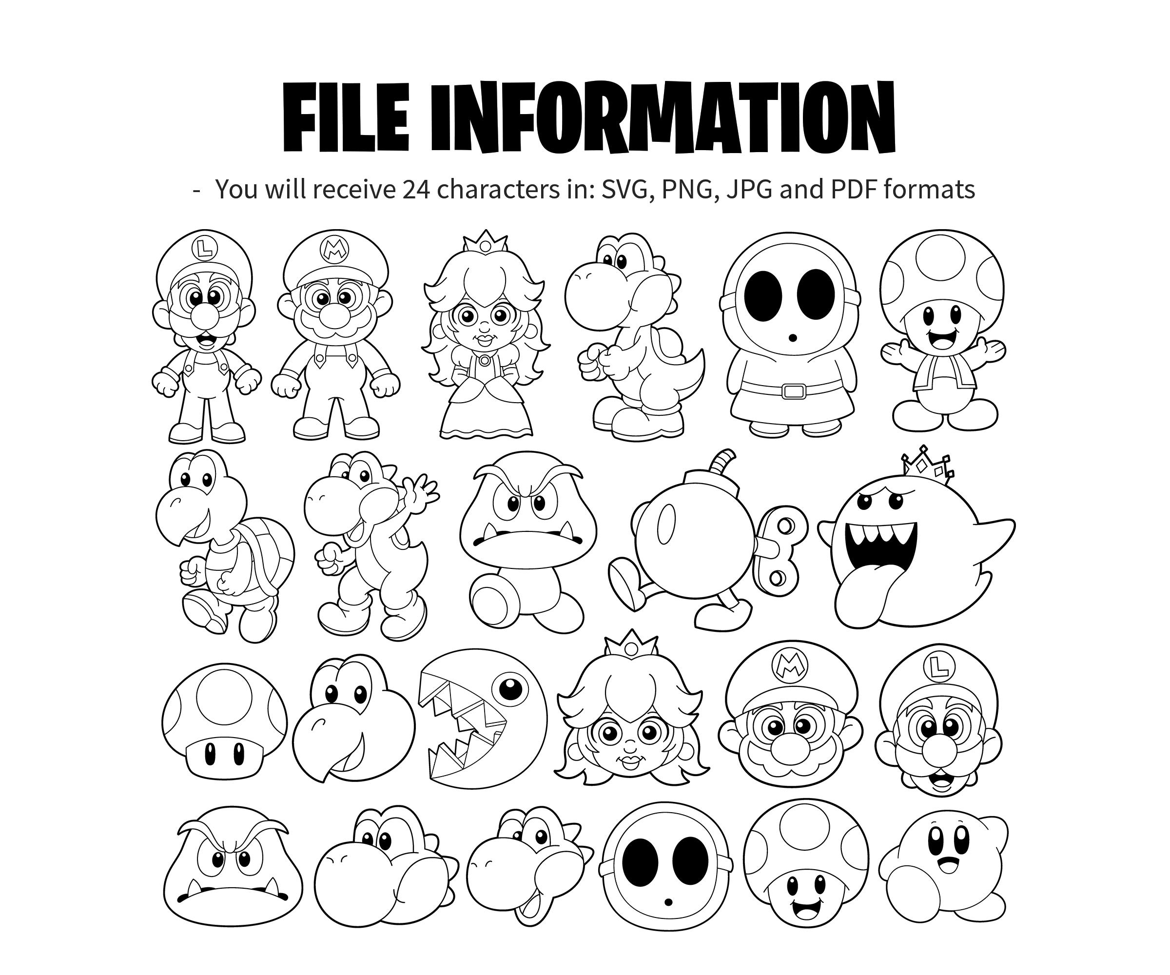 mario characters coloring pages