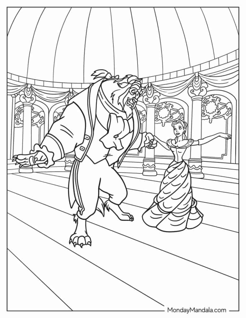beauty and beast coloring pages beauty and beast coloring pages