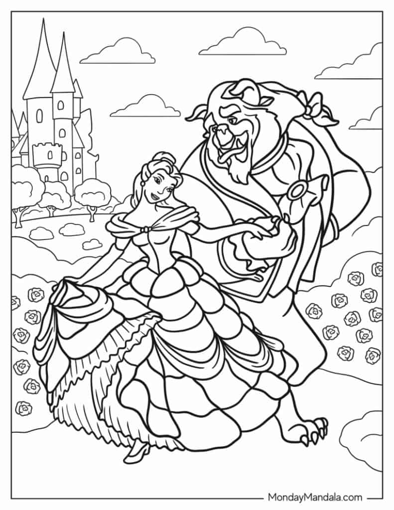 Beauty Beast Coloring Pages