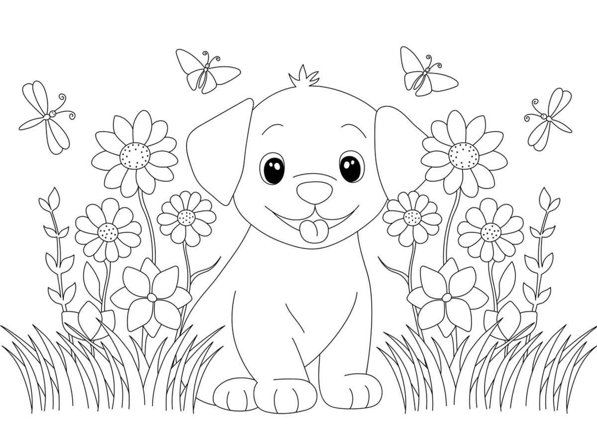 Colouring Pages Of Cute Puppies