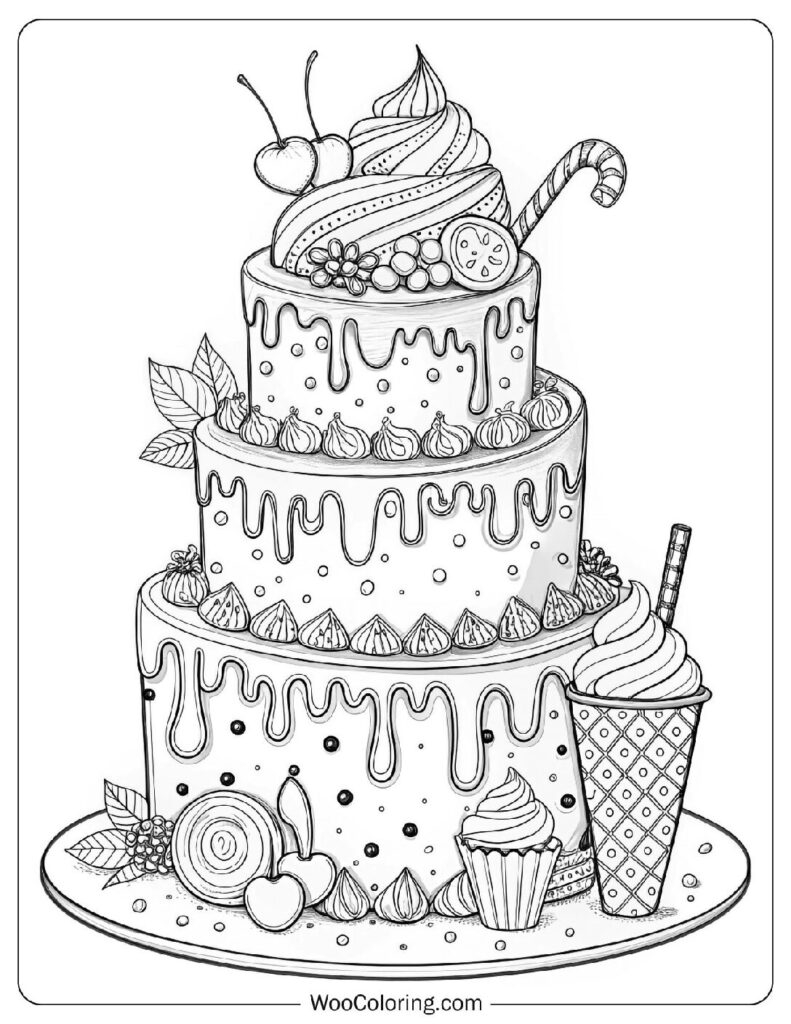 36 Cake Coloring Pages Free PDF To Print Woo Coloring