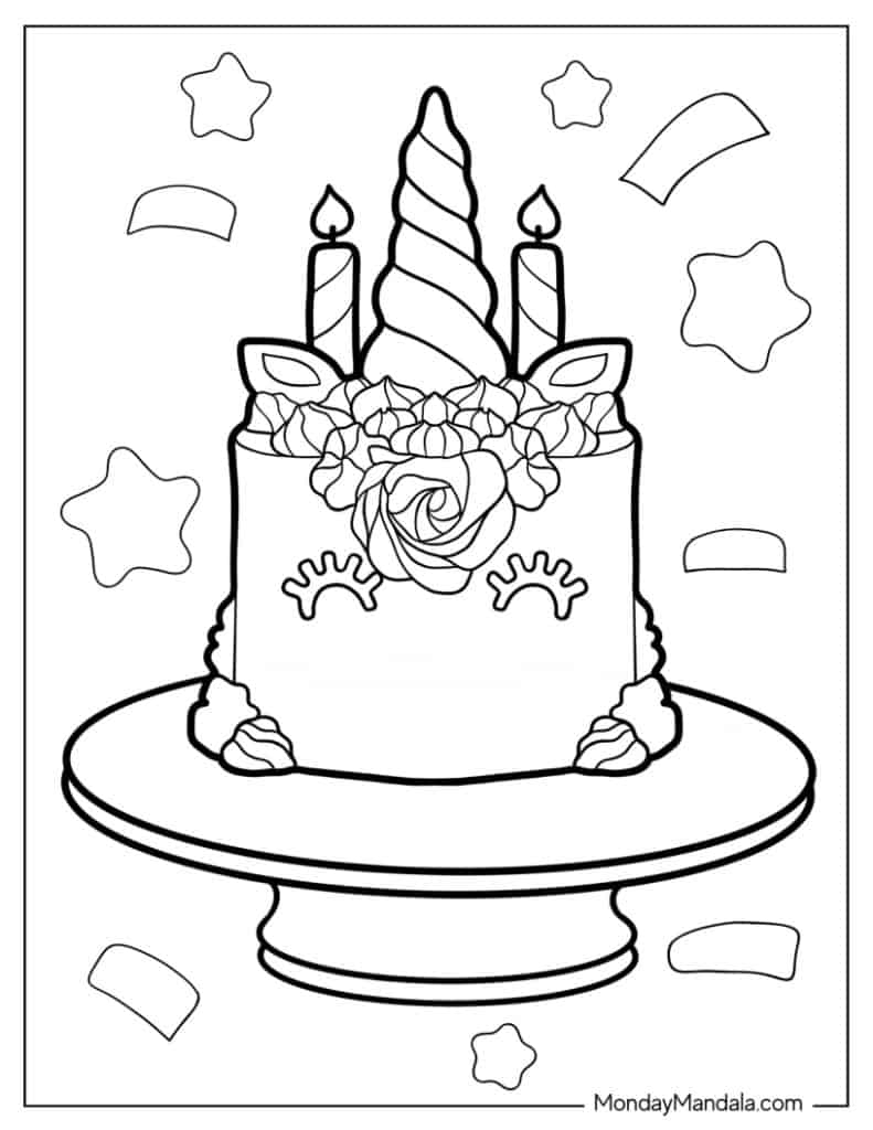 birthday cake template to color