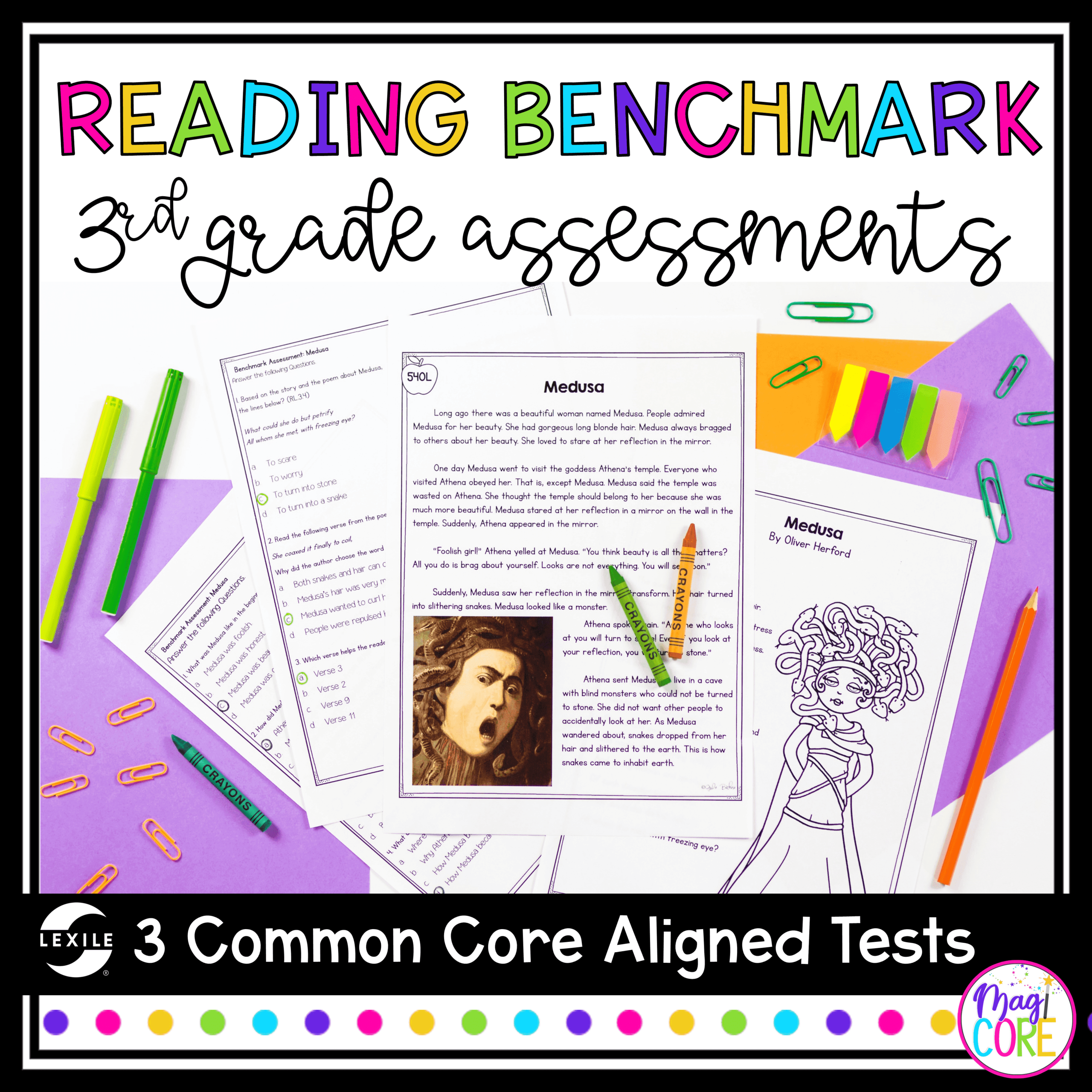 3rd Grade Benchmark Reading Assessments Passages Questions Data PRINT ONLY MagiCore