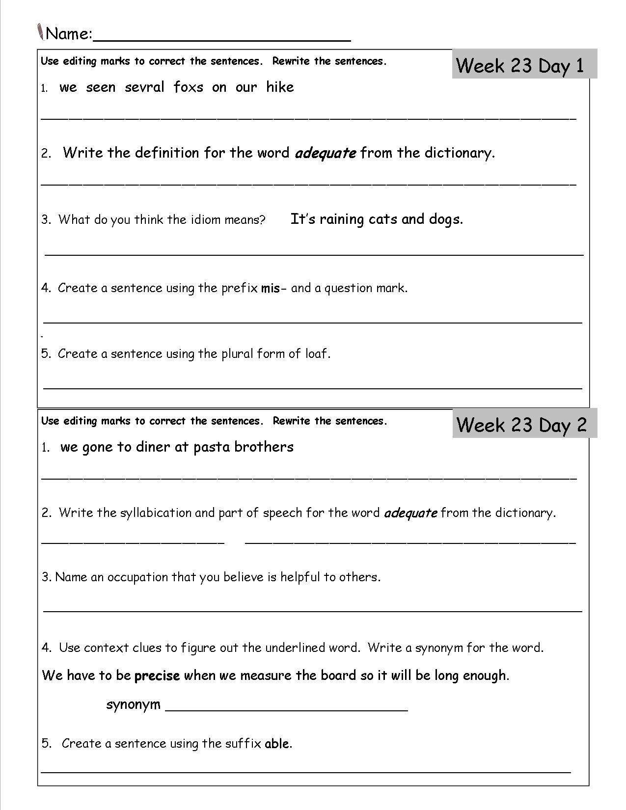 3rd Grade Language Arts Worksheets Worksheets Library