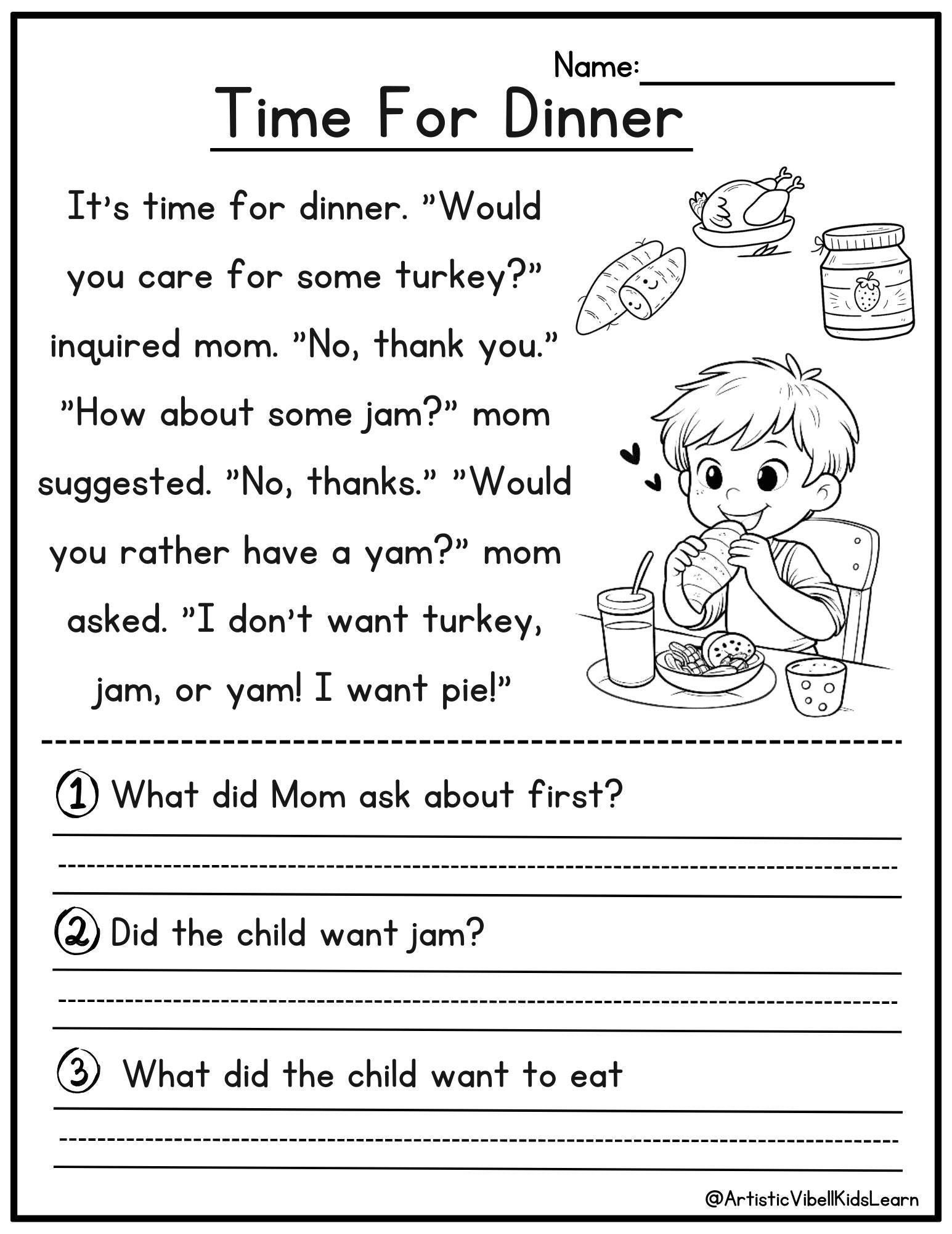 Reading Comprehension 1st Grade