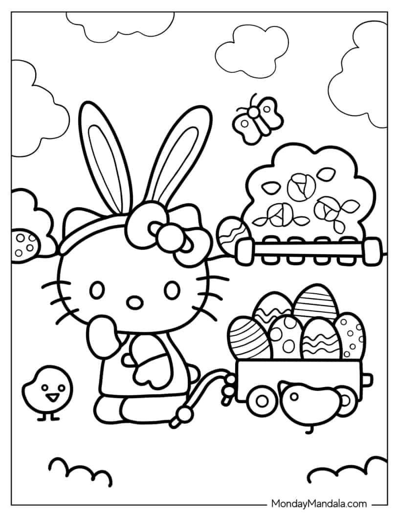 printable hello kitty colouring pages