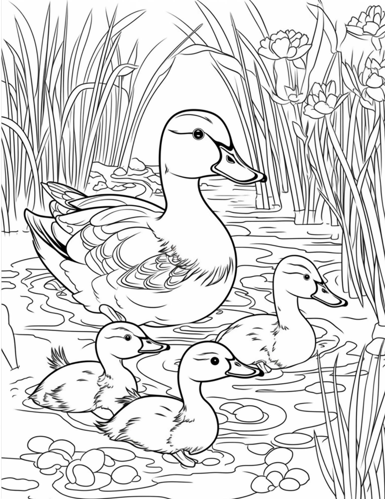 coloring page of a duck