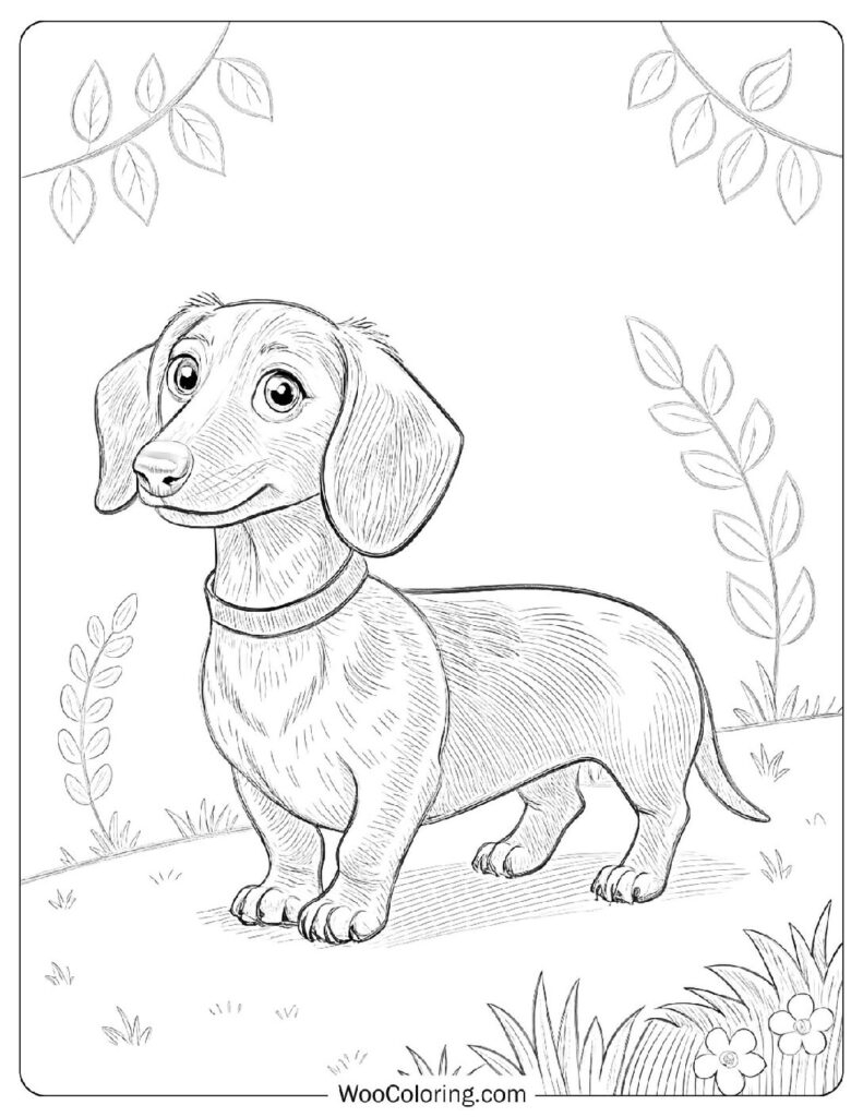 weiner dog coloring page