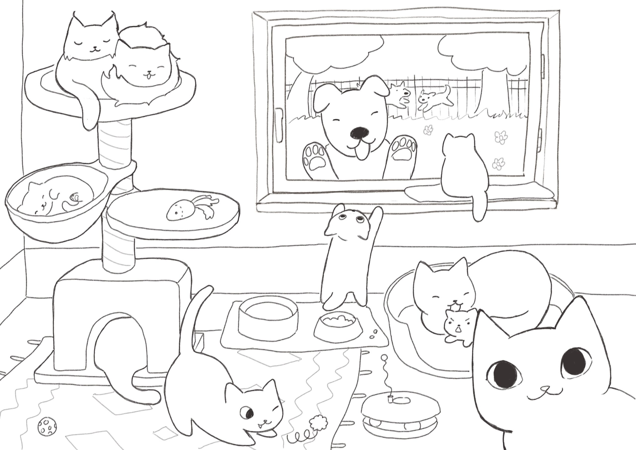 A4 Digital Printable Cats Kittens And Dogs Cat And Dog Coloring Page For Children Or Adults Digital Print Cats And Dog Etsy A4 Digital Printable Cats Kittens And Dogs Cat And Dog Coloring Page For Children Or Adults Digital Print Cats And Dog Etsy