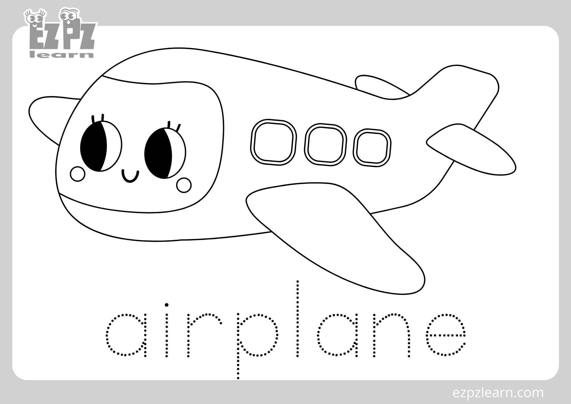 Airplane Coloring Page For Kids Free Download Ezpzlearn