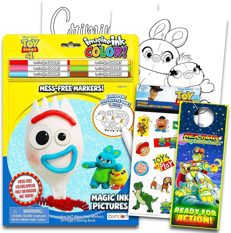 Amazon Disney Imagine Ink Toy Story Mess Free Markers And Coloring Book Toy Story 4 Coloring Pages Bundle For Kids Ages 4 8 With Stickers And Door Hanger Toys Games