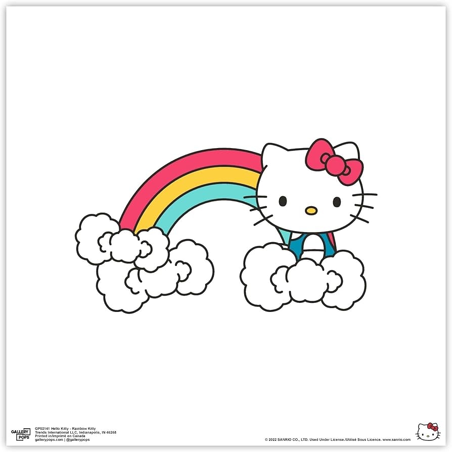 Amazon Trends International Gallery Pops Hello Kitty Rainbow Color Logo Wall Art Wall Poster 12 X 12 Unframed Version Posters Prints