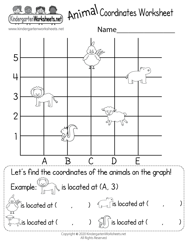 Animal Coordinates Worksheet Free Printable Digital PDF