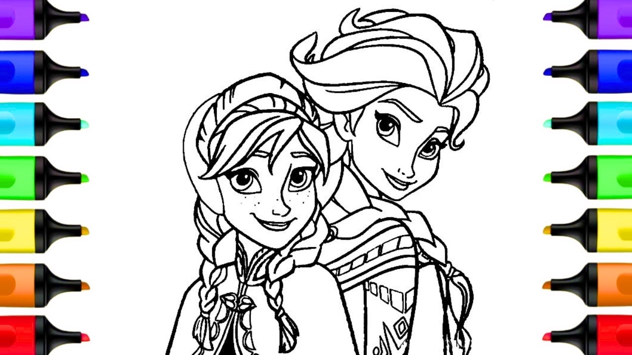 coloring pages anna and elsa