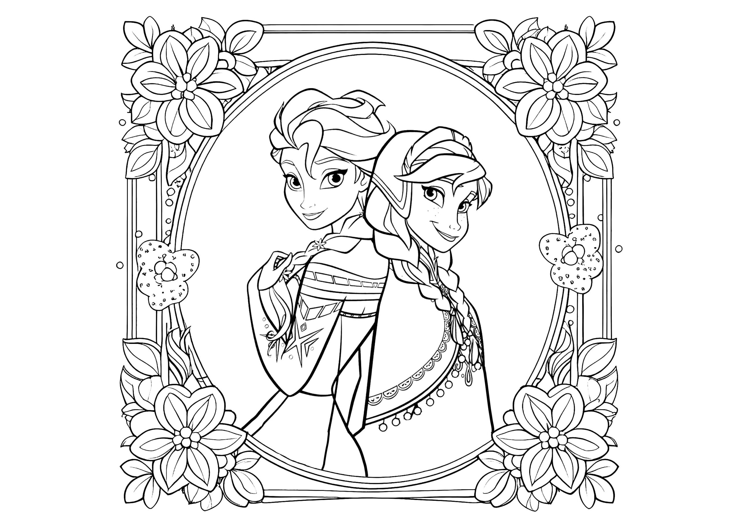 Anna Elsa Coloring Page