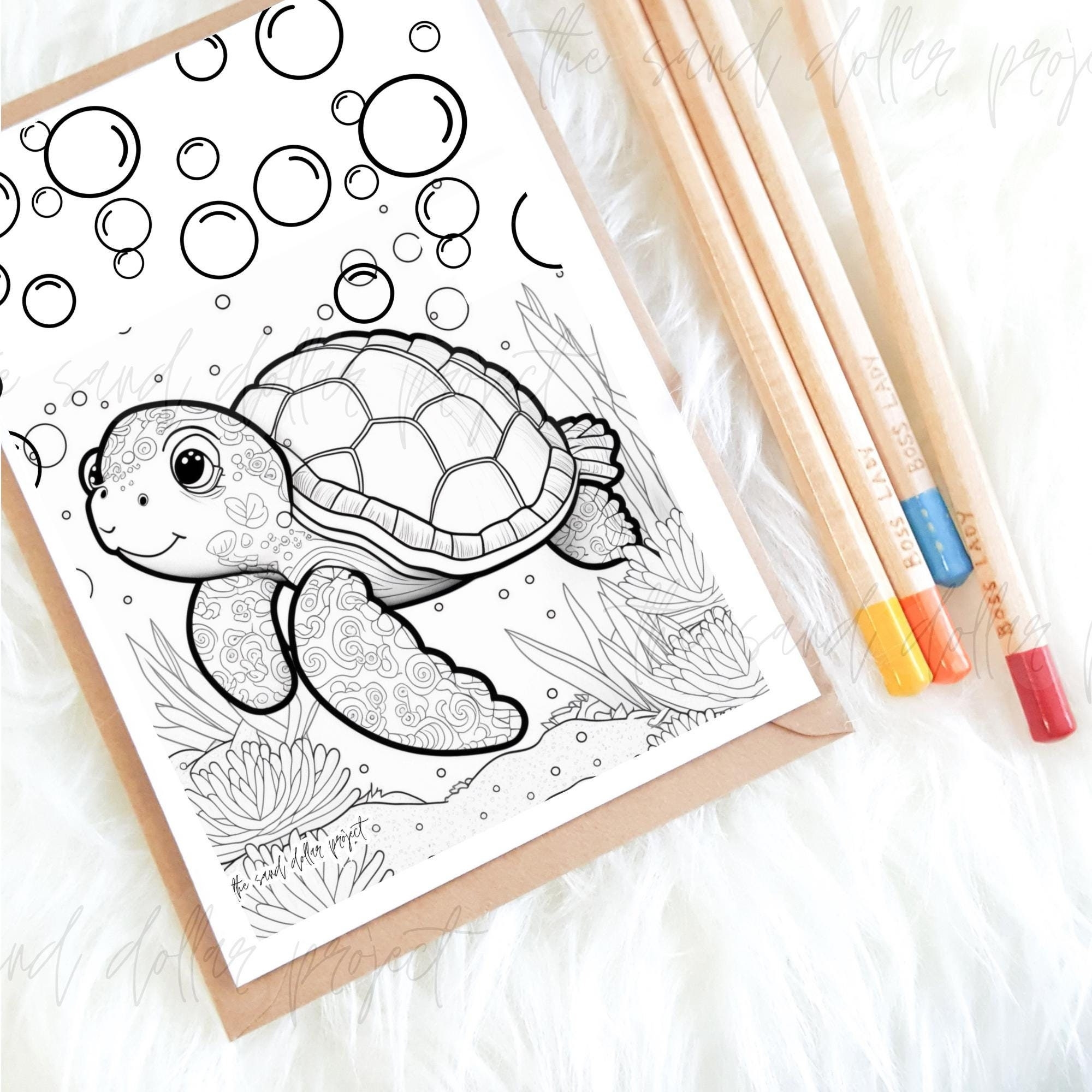 Beach Turtle Coloring Page Fun Kids Activity PDF Digital Download Etsy