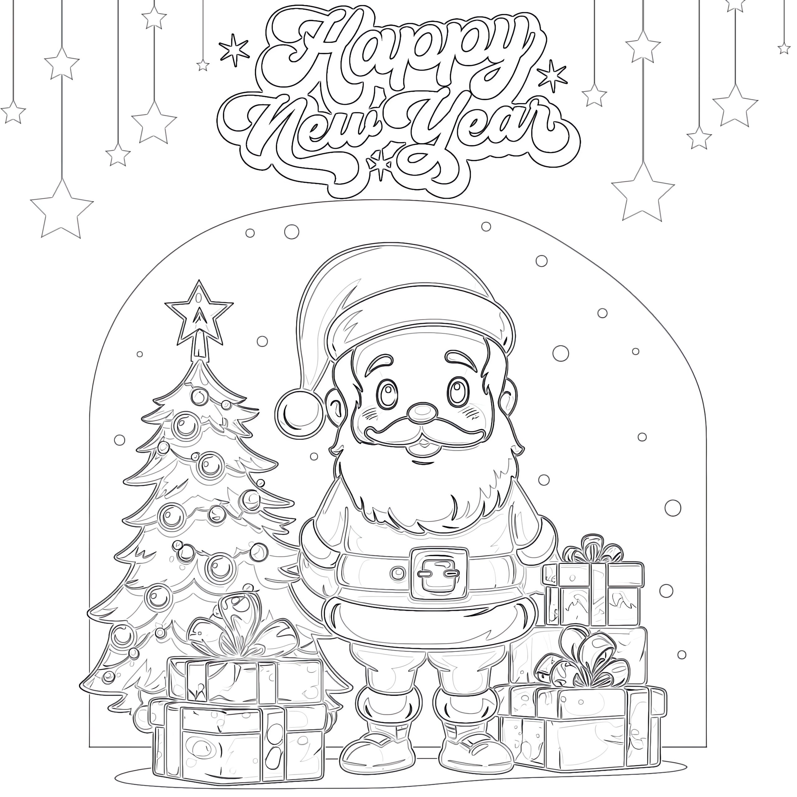 printable santa colouring pages