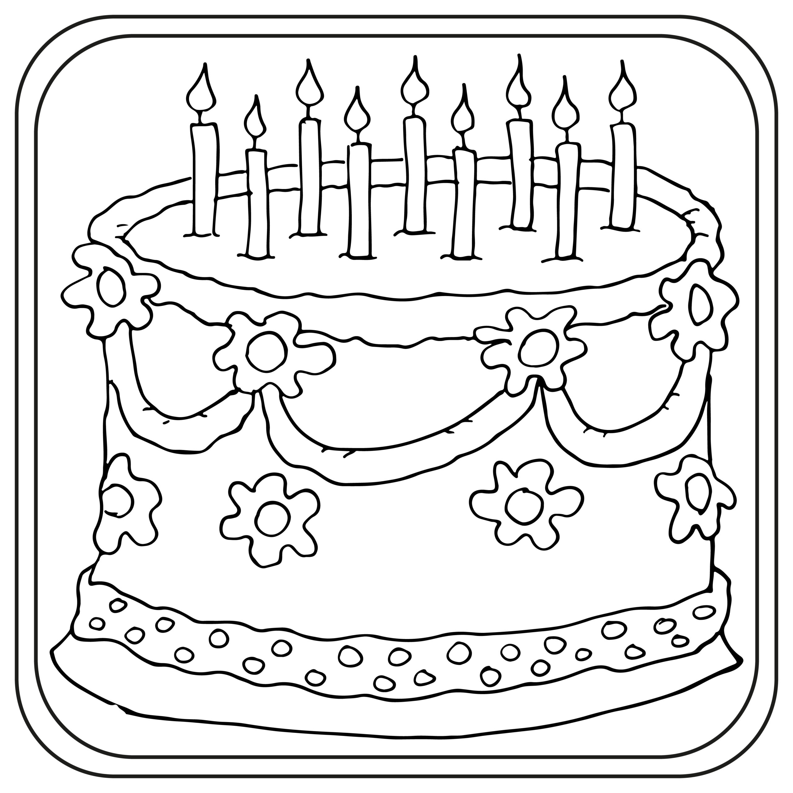 Birthday Cake Coloring Sheet