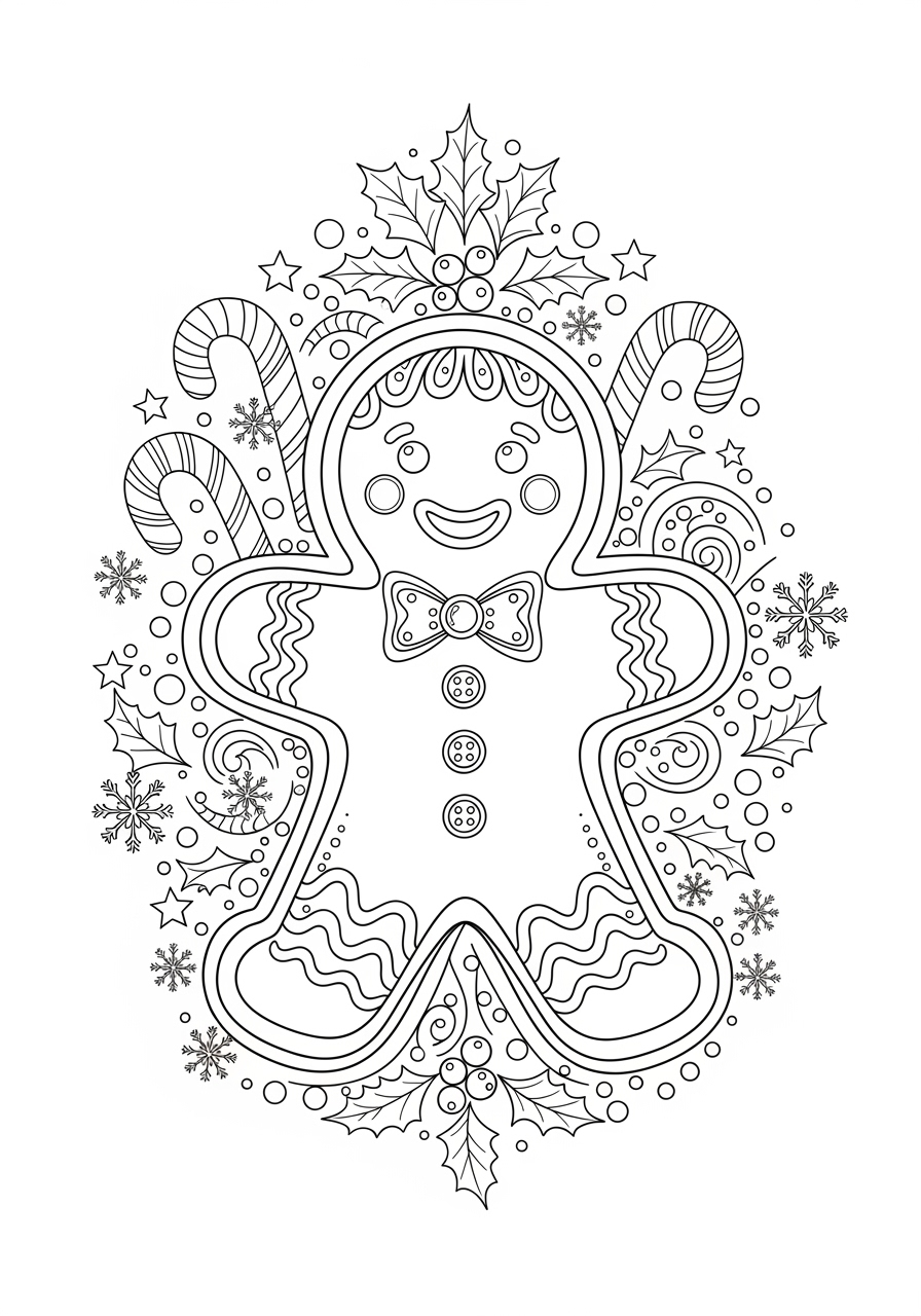 Blank Gingerbread Man Coloring Page For Kids