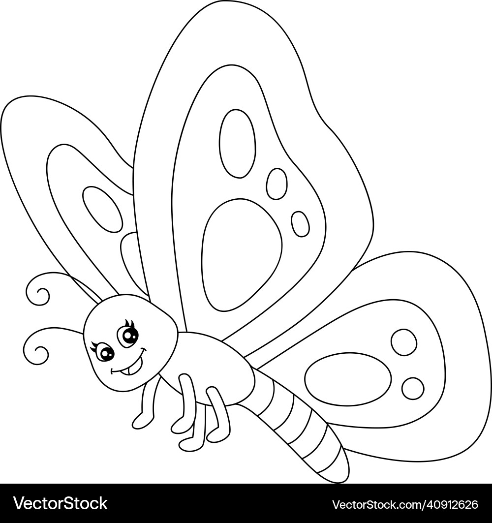 Butterfly Coloring Page Isolated For Kids Royalty Free Vector VectorStock