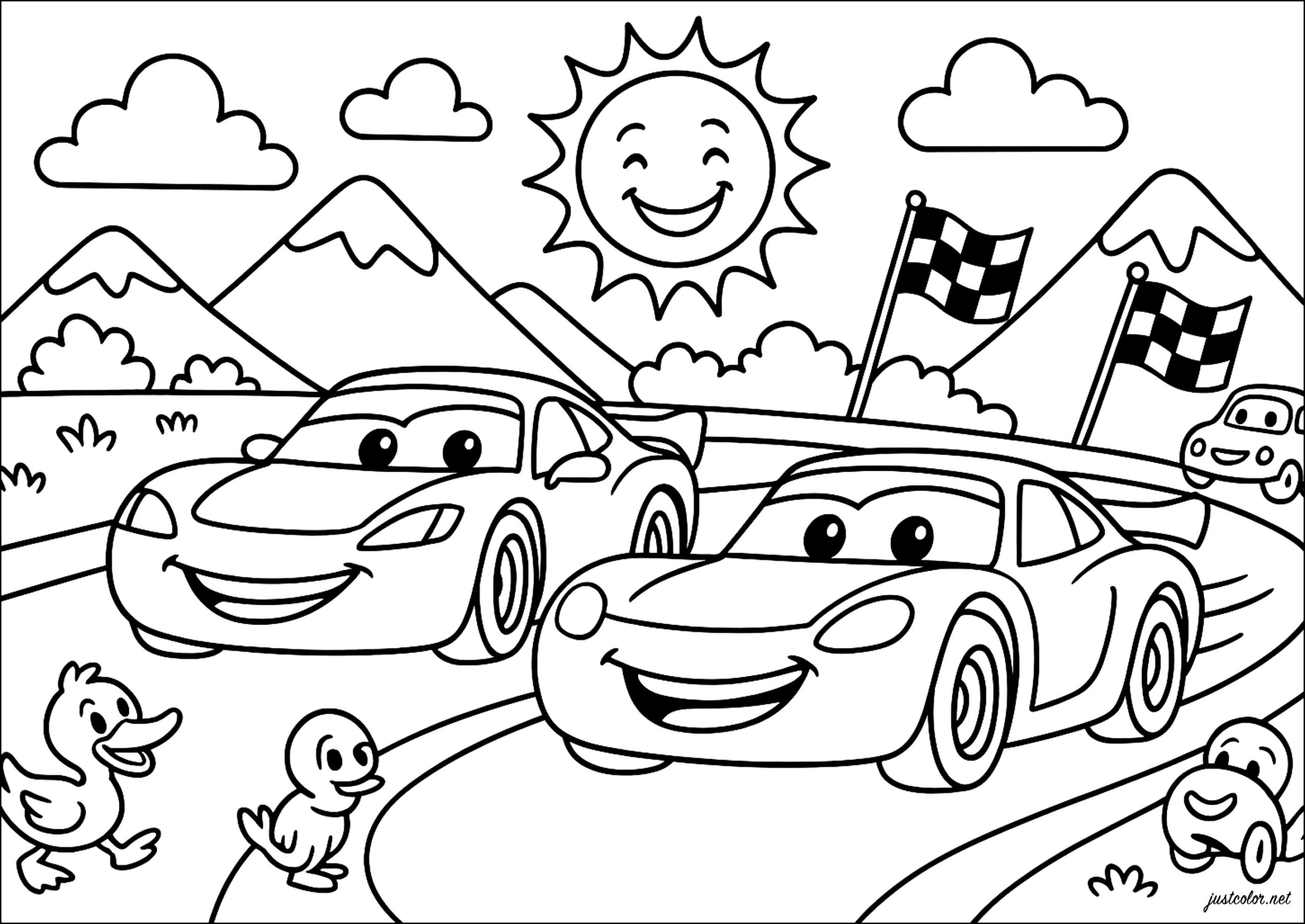 Car Racing Cars Coloring Pages For Kids