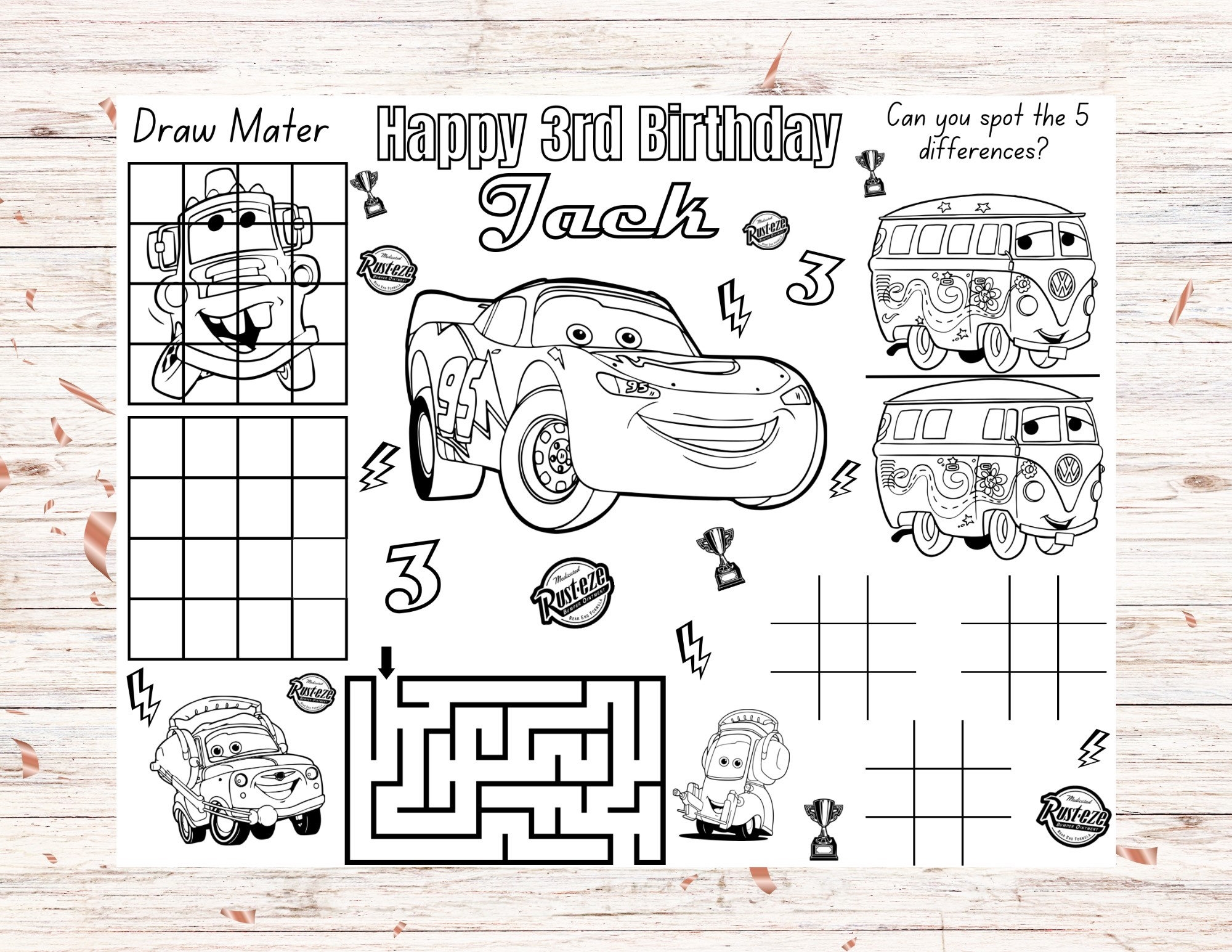 Cars Coloring Activity Mats Cars Coloring Pages Cars Party Favors Cars Birthday Party Lightning Mcqueen Mater Etsy