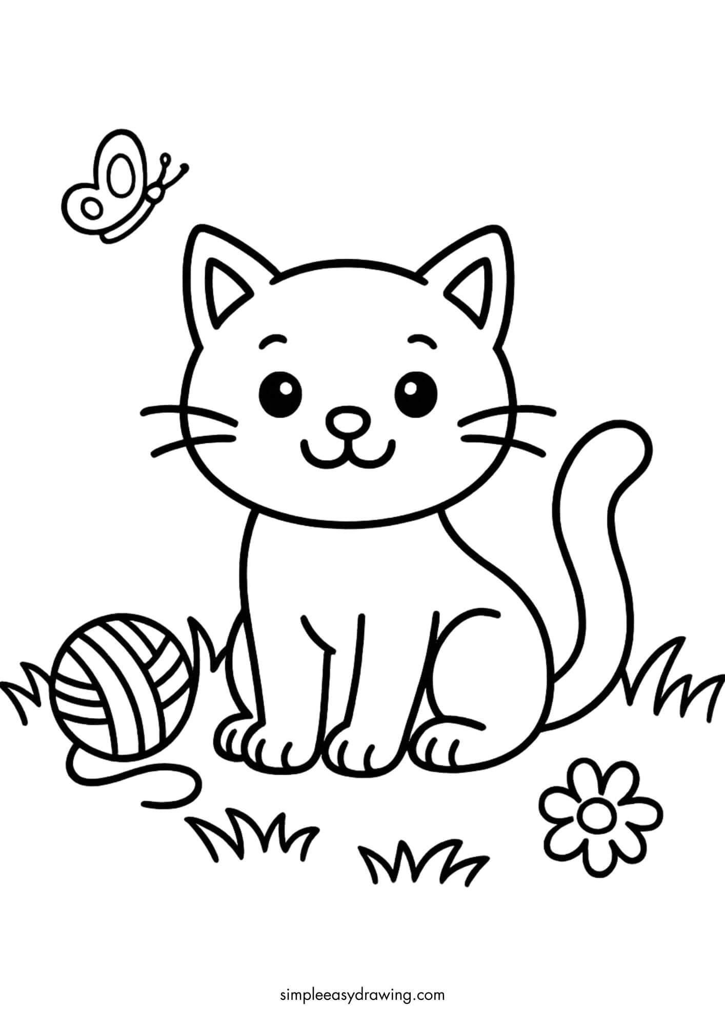 Cat Coloring Page Printable Free PDF For Download 