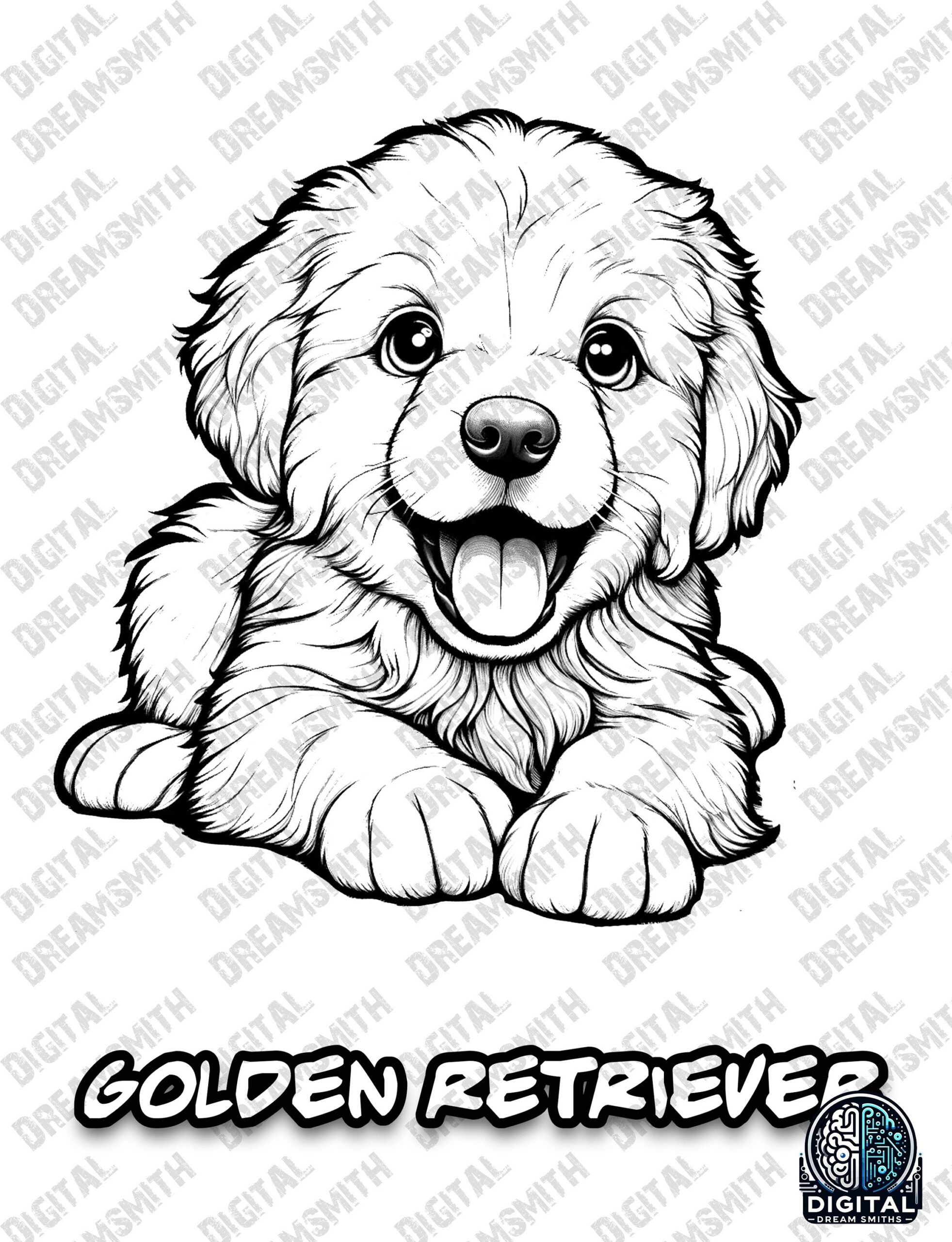 golden retriever coloring page
