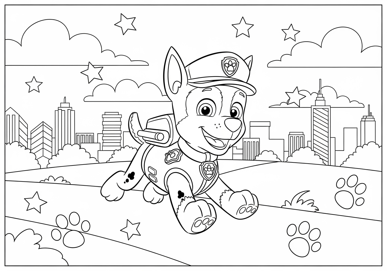 Chase From Paw Patrol Coloring Page Printable Fun