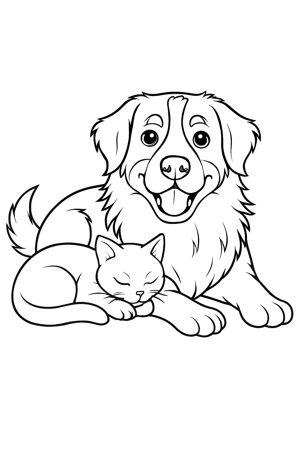Cheerful Dog And Peaceful Cat Companion Coloring Book Page Playground Cheerful Dog And Peaceful Cat Companion Coloring Book Page Playground