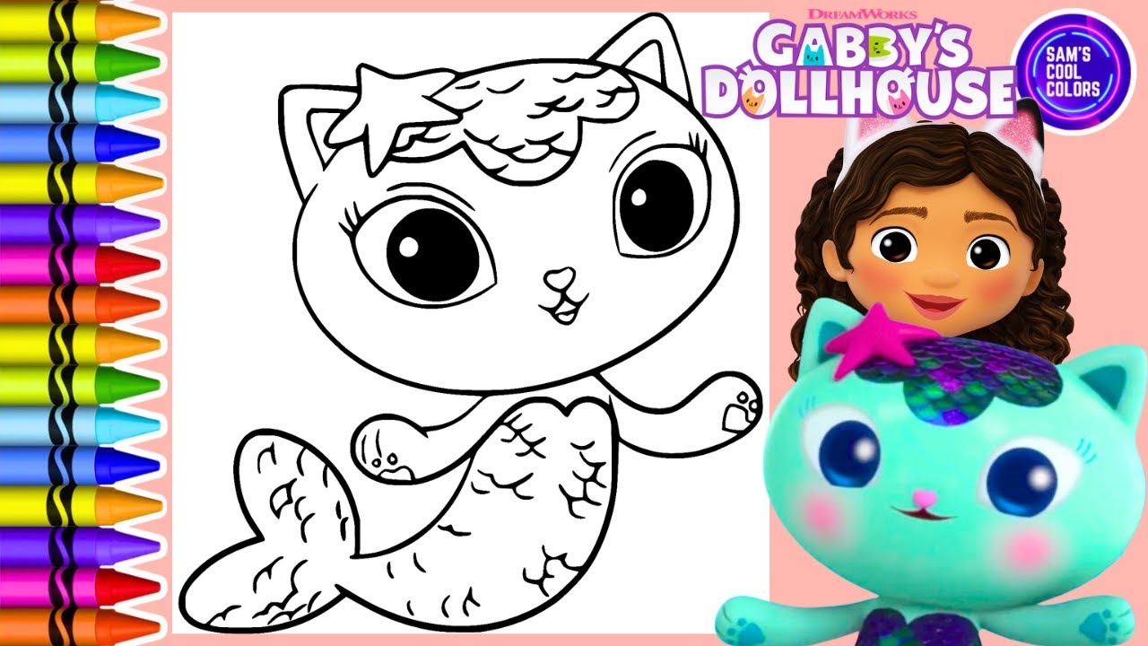 Coloring Gabby s Dollhouse MerCat Coloring Page Crayola Crayons YouTube