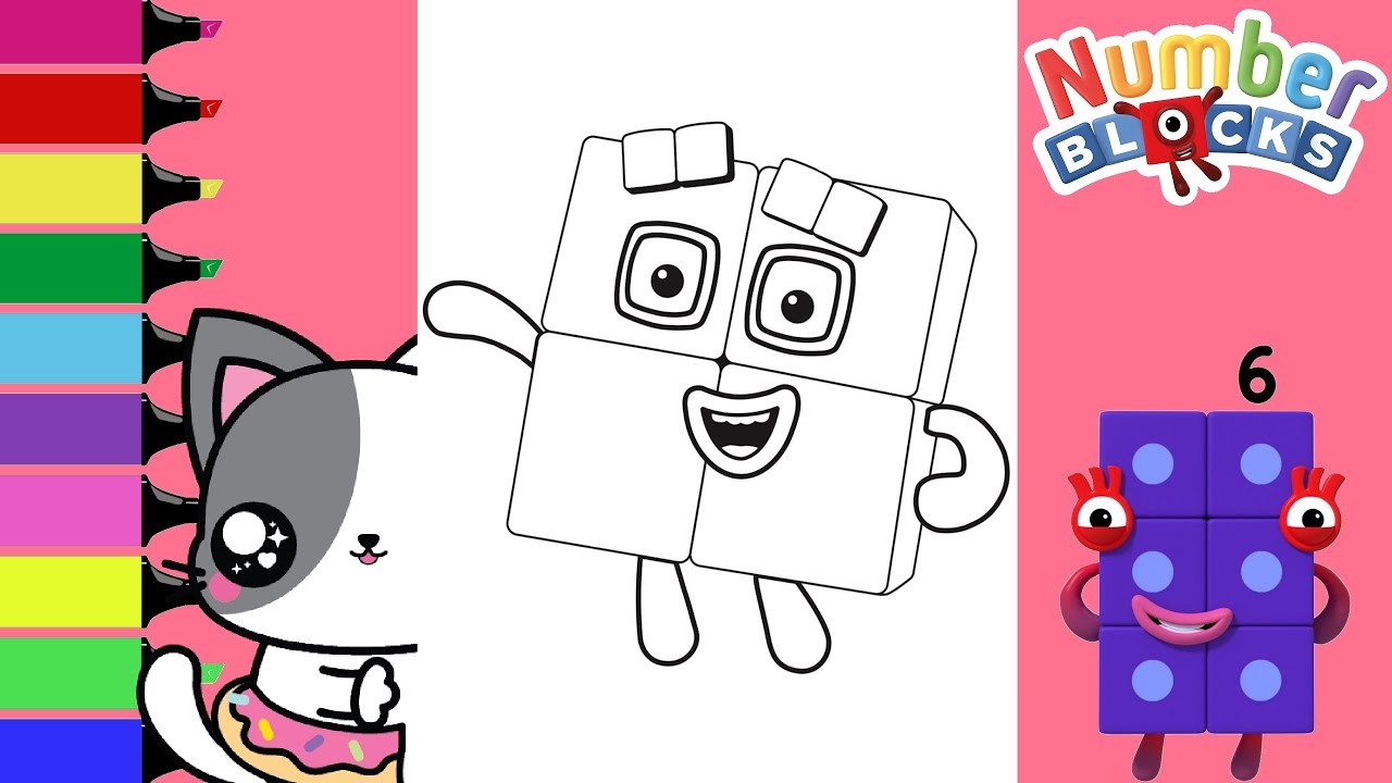 Coloring Numberblocks 4 5 And 6 Coloring Book Pages Sprinkled Donuts JR YouTube