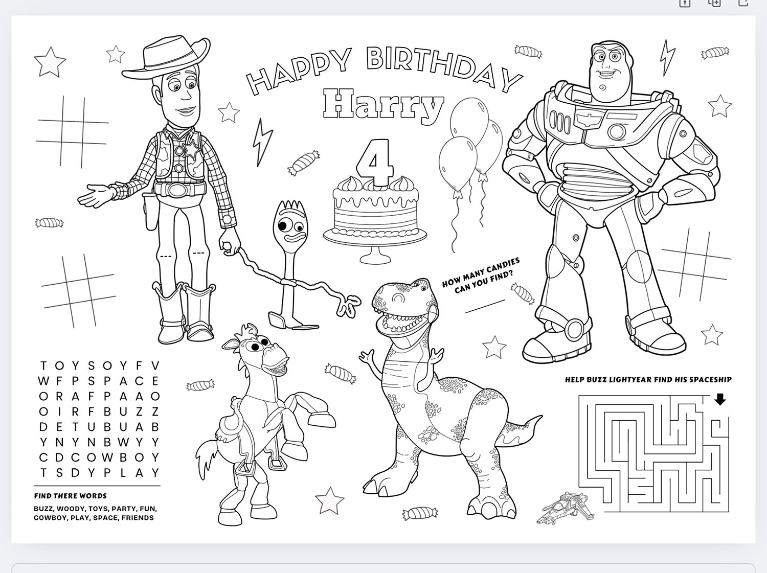 woody toy story coloring page