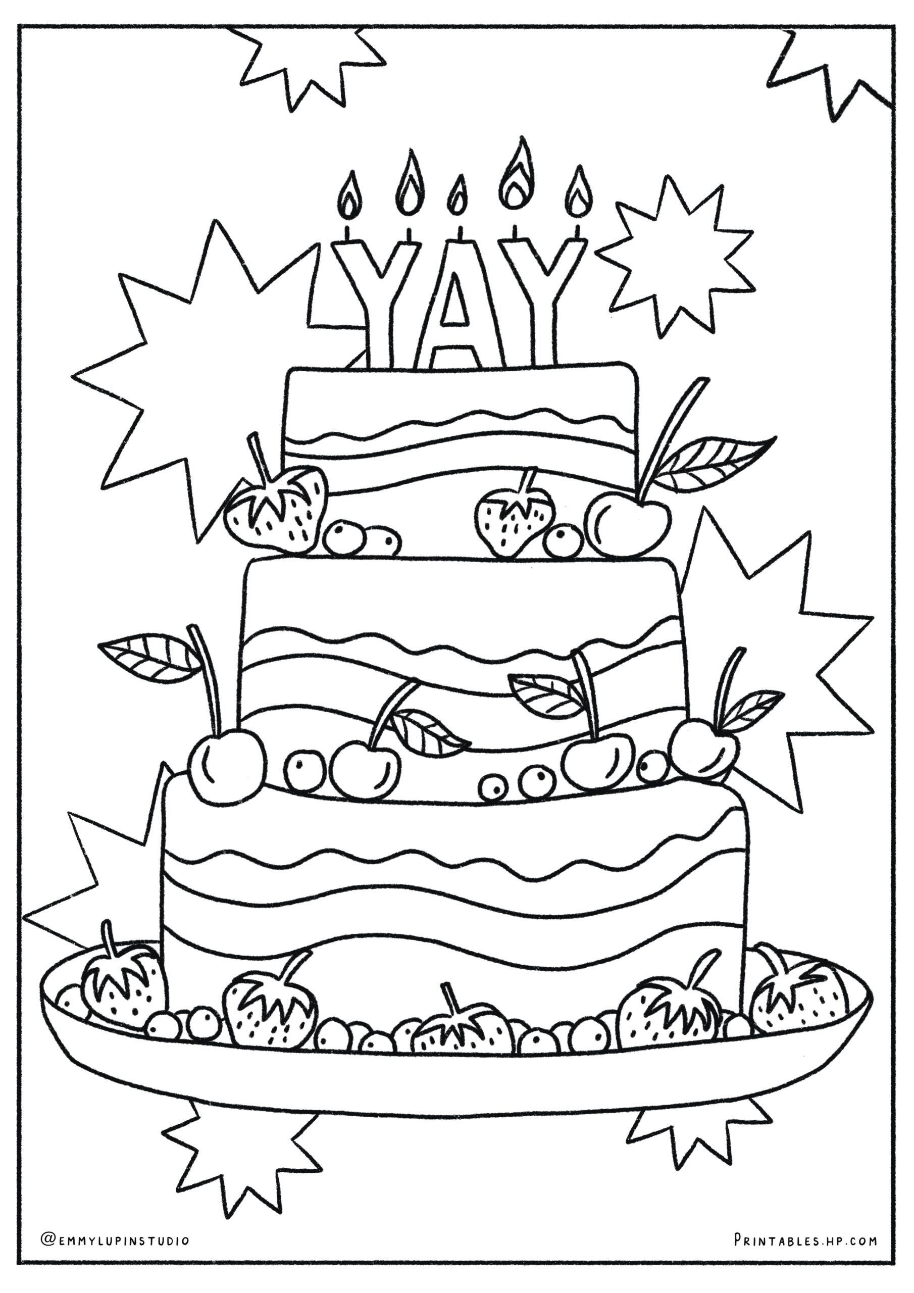 Colouring For Kids Yay Birthday Cake Printables Free Coloring Pages Learning Worksheets HP Official Site