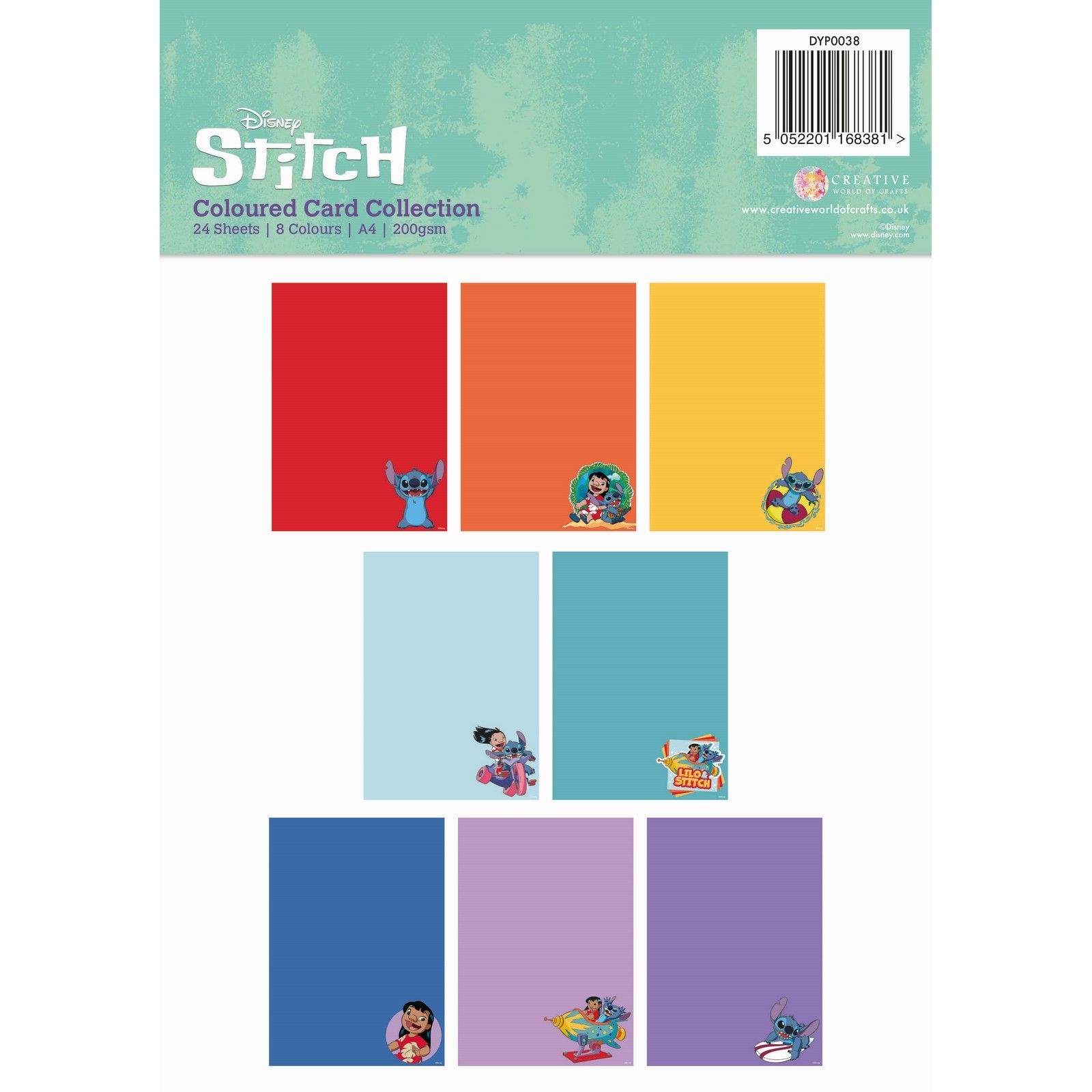 Creative Expressions Lilo Stitch Coloured Card Pack