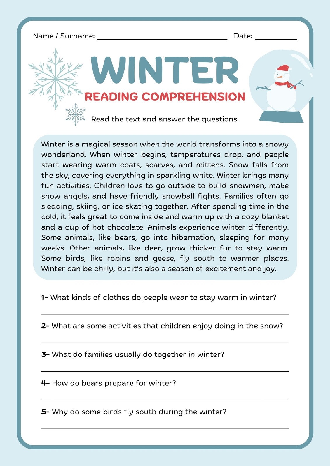 4th grade ela reading comprehension worksheets