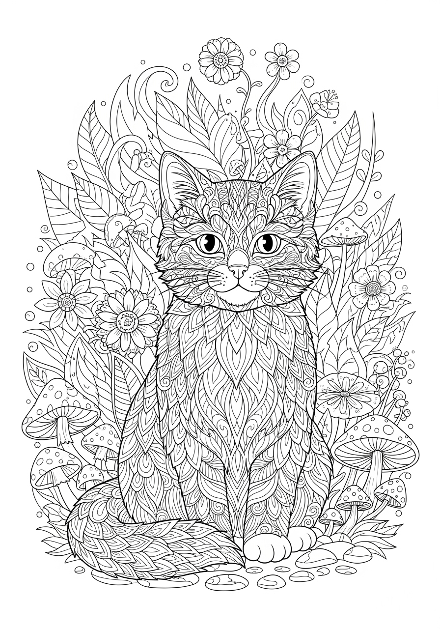 Cute Cat Coloring Pages For Adults Printable Fun