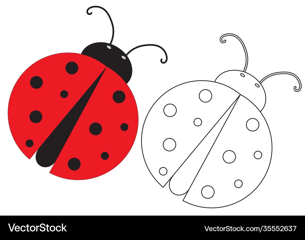 Cute Ladybug Coloring Page For Kids Royalty Free Vector VectorStock Cute Ladybug Coloring Page For Kids Royalty Free Vector VectorStock