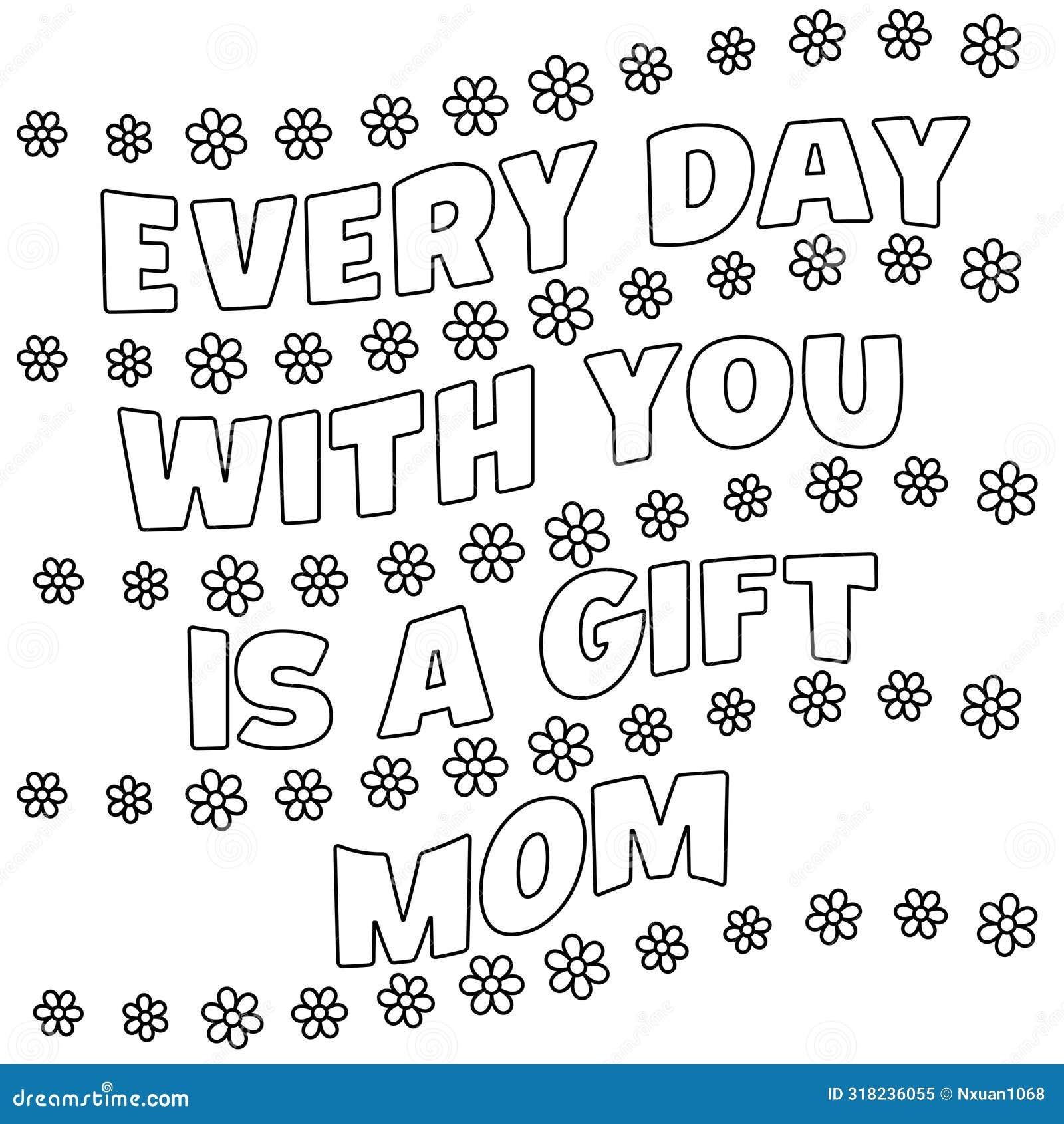 Cute Mother S Day Coloring Pages For Kids Outline Vector Illustration Easy To Color Black And White Activity Worksheet Stock Vector Illustration Of Drawing Flowers 318236055
