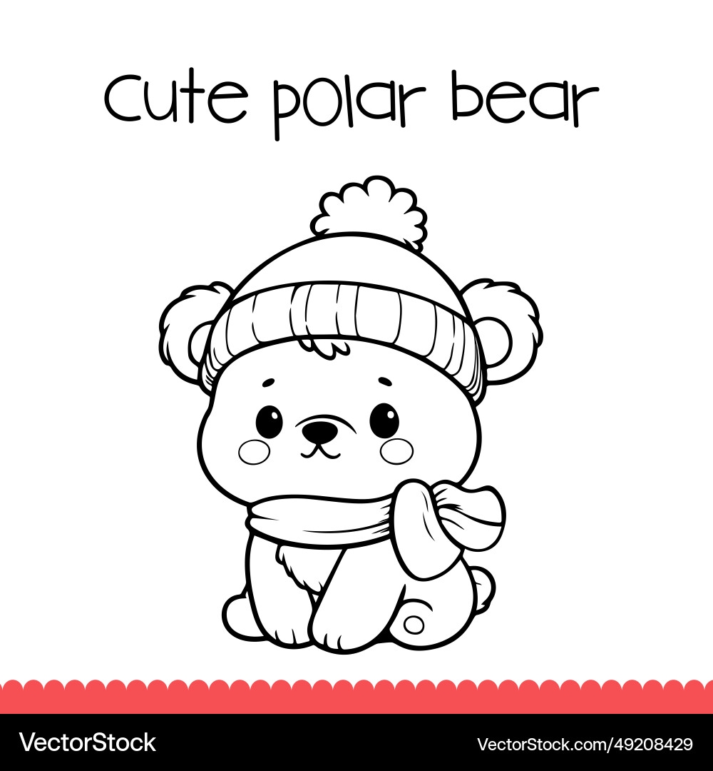 Cute Polar Bear Coloring Page Royalty Free Vector VectorStock