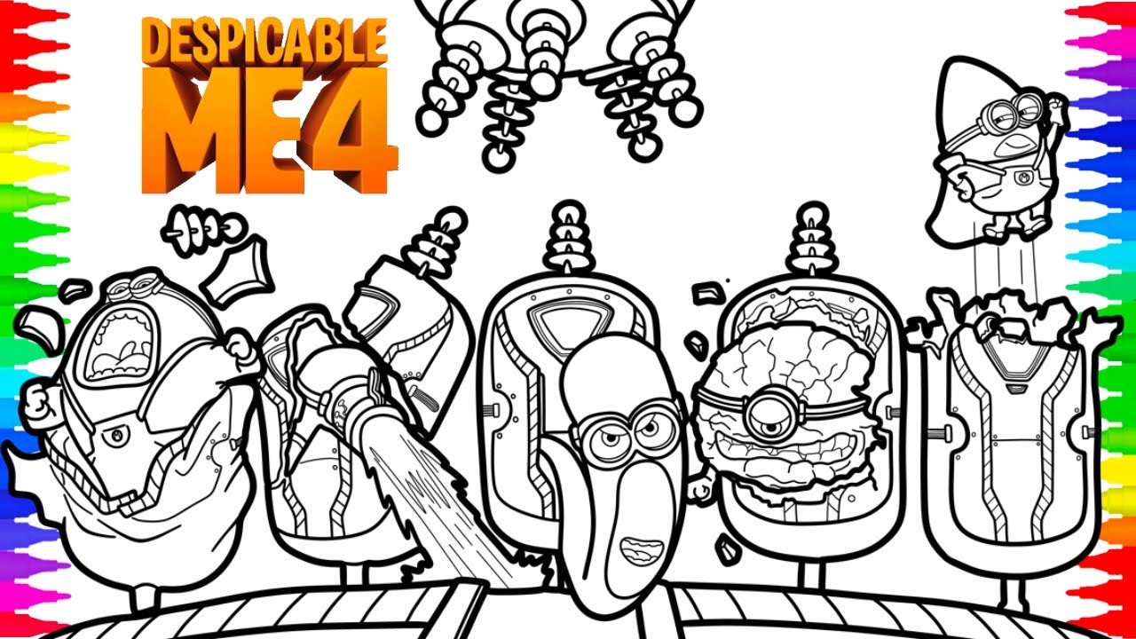 Despicable Me 4 Mega Minions Coloring Page YouTube