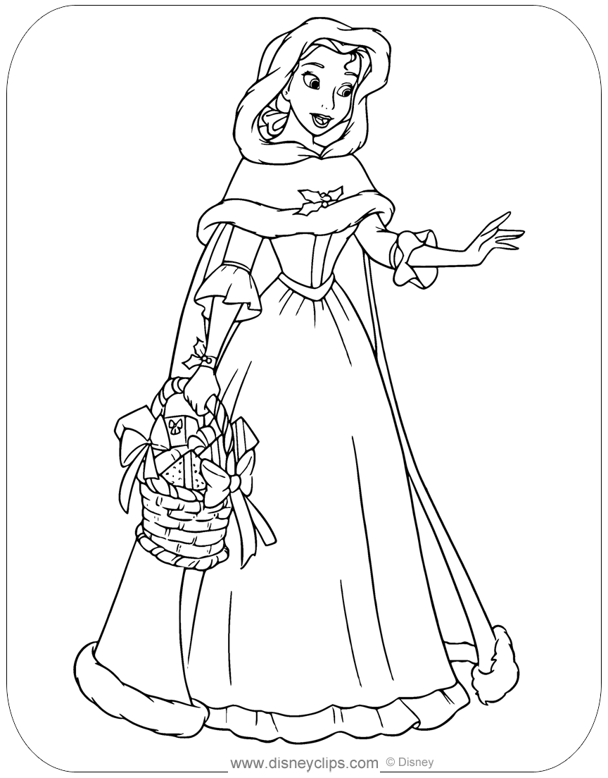 belle princess colouring pages