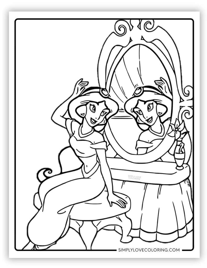 princess jasmine color pages