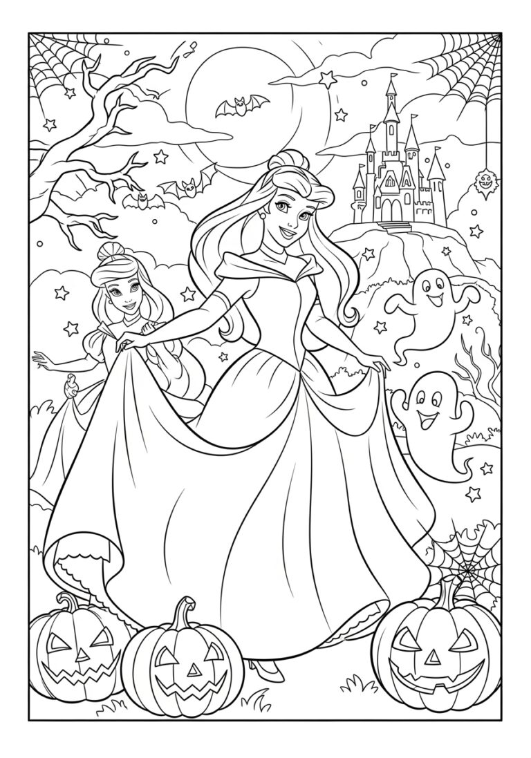 Disney Princess Halloween Coloring Pages Printable Fun