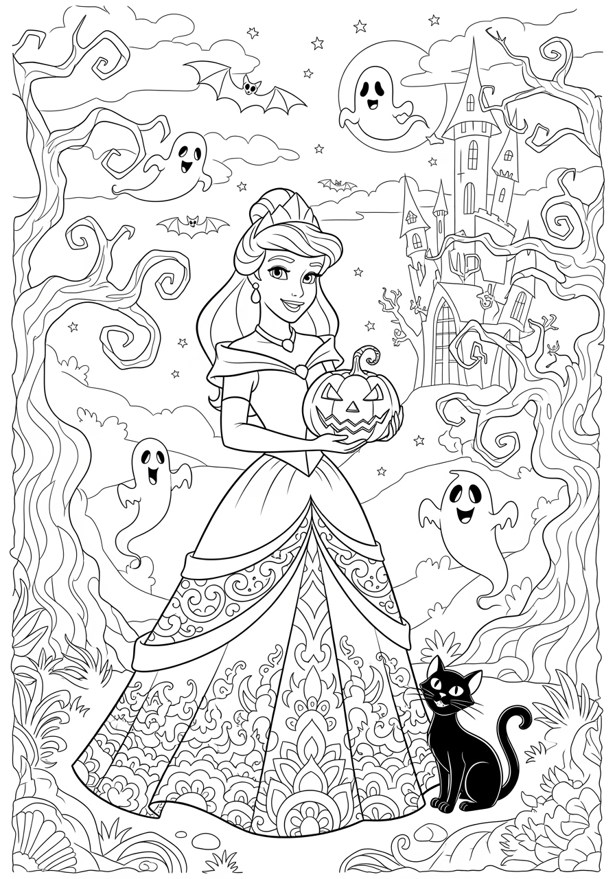 Disney Princess Halloween Printable Coloring Pages