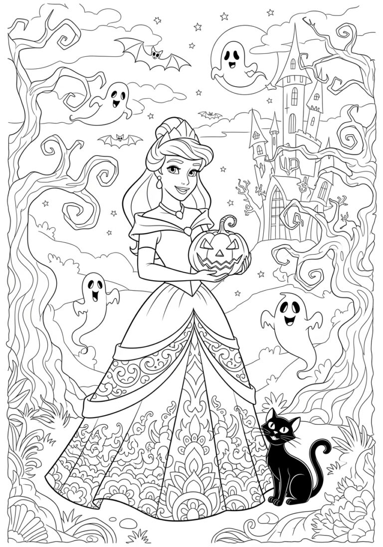 Disney Princess Halloween Printable Coloring Pages